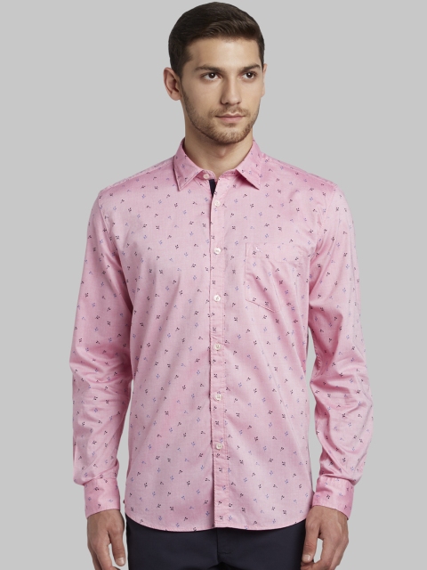

Parx Men Pink Slim Fit Printed Casual Shirt