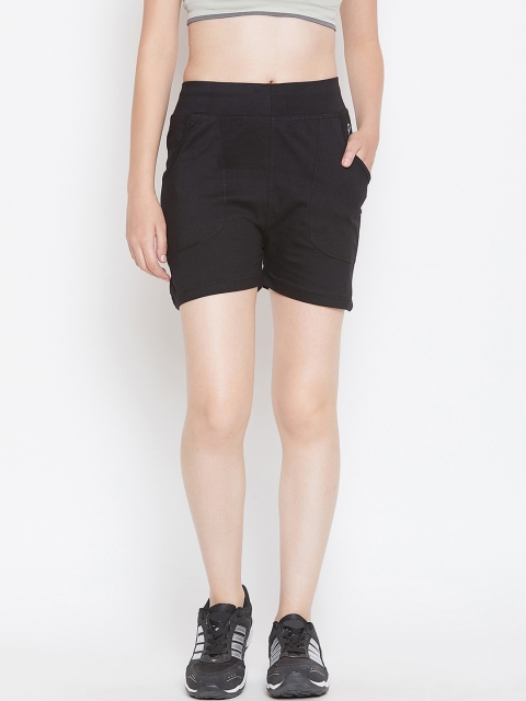 

C9 AIRWEAR Women Black Solid Slim Fit Sports Shorts