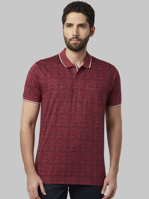 

Park Avenue Men Maroon Printed Polo Collar T-shirt