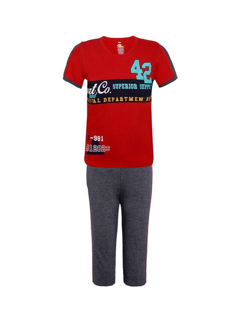 

Punkster Boys Red & Grey Printed Night suit 6584A