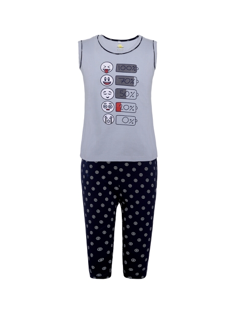 

Punkster Girls Grey & Black Printed Night suit 13192