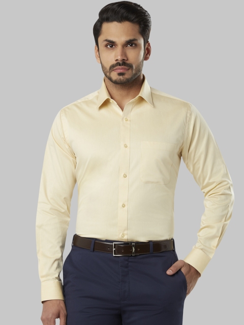 Raymond Men Yellow Slim Fit Solid Formal Shirt