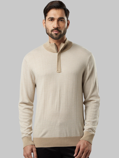 

Raymond Men Beige Solid Sweater