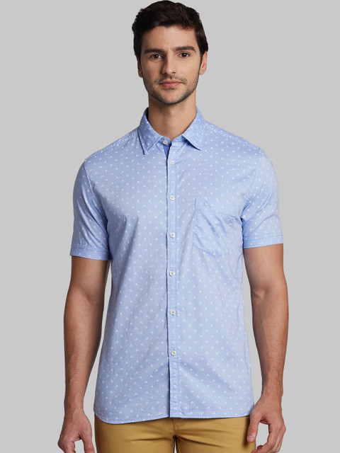 

Parx Men Blue Slim Fit Printed Casual Shirt