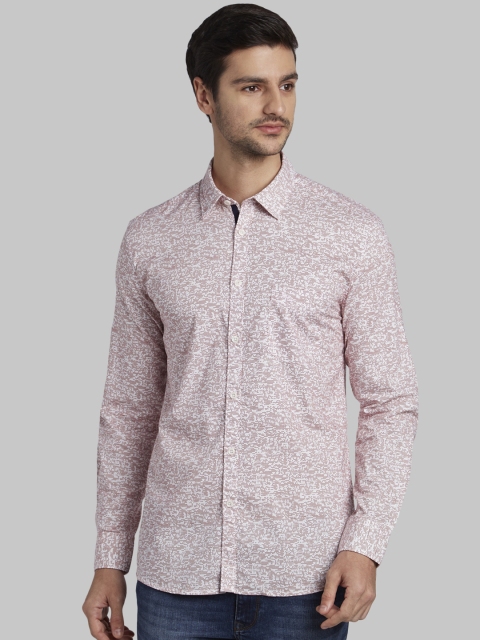 Parx Men Red Slim Fit Printed Casual Shirt