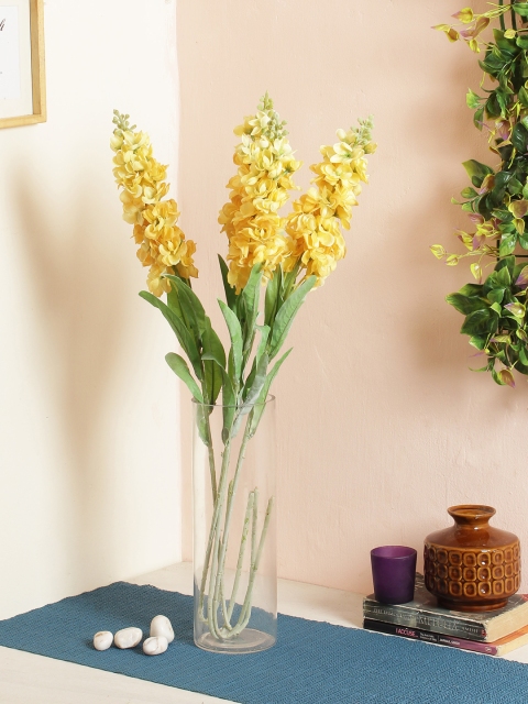 

Fourwalls Set of 4 Yellow & Green Artificial Single Stock Flower Stems without Pot