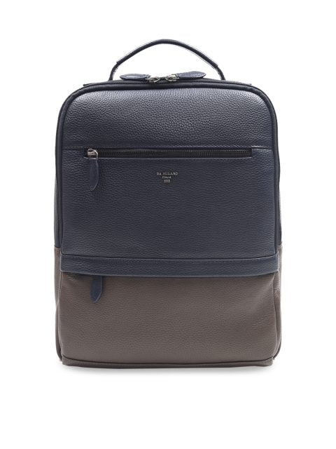 

Da Milano Unisex Black & Brown Colourblocked Leather Backpack