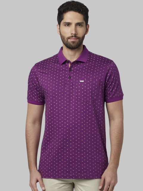 

Park Avenue Men Purple Printed Polo Collar T-shirt