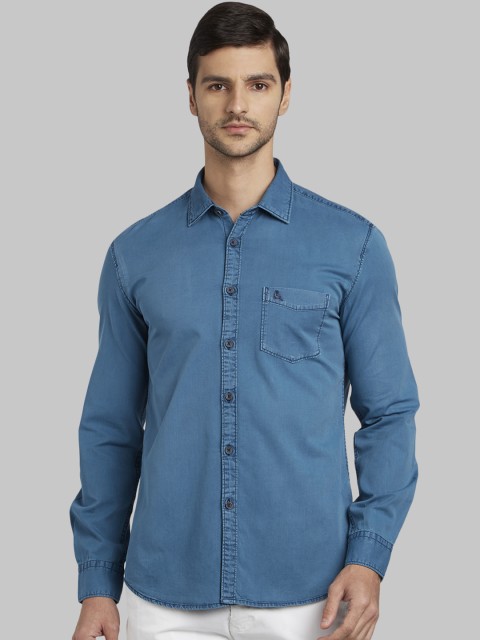 

Parx Men Blue Slim Fit Solid Casual Shirt