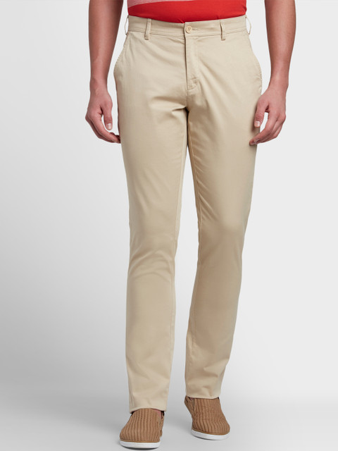 

ColorPlus Men Beige Regular Fit Solid Regular Trousers