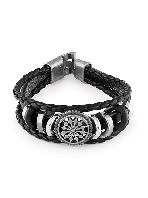 

bodha Men Black Leather Wraparound Bracelet