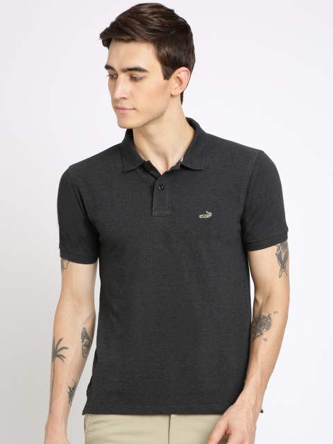 

Crocodile Men Grey Solid Polo Collar T-shirt