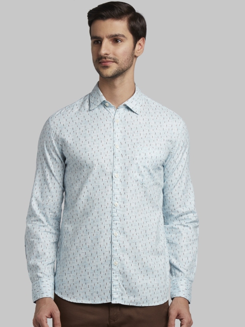 

Parx Men Blue Slim Fit Printed Casual Shirt