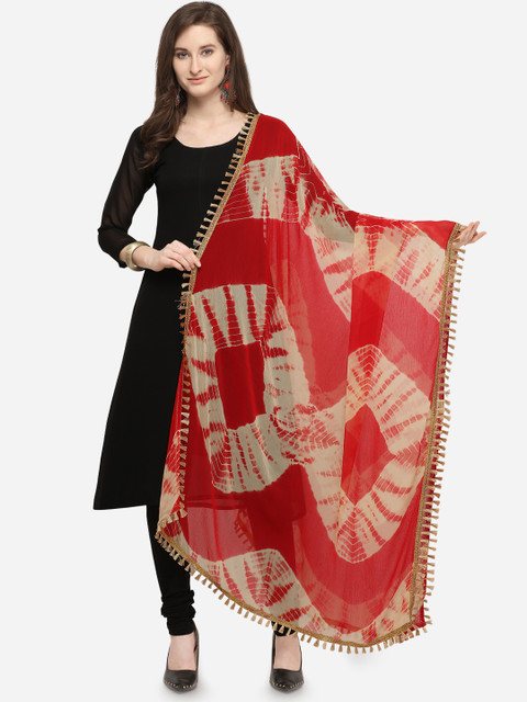 

Satrani Red & Beige Printed Dupatta