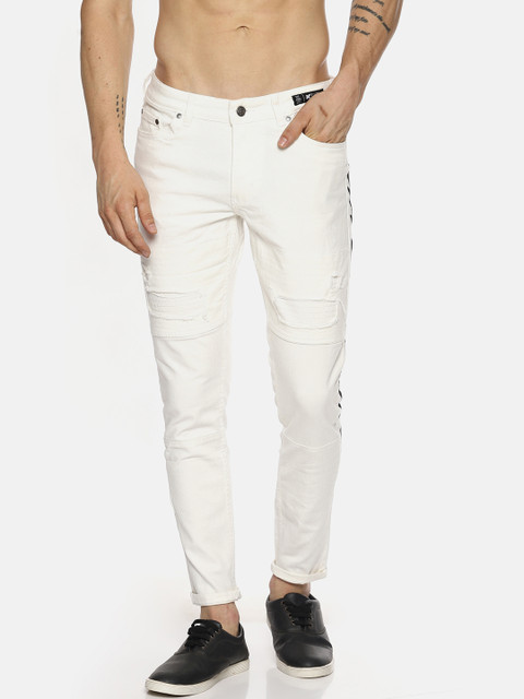 

KULTPRIT Men White Skinny Fit Mid-Rise Clean Look Stretchable Jeans