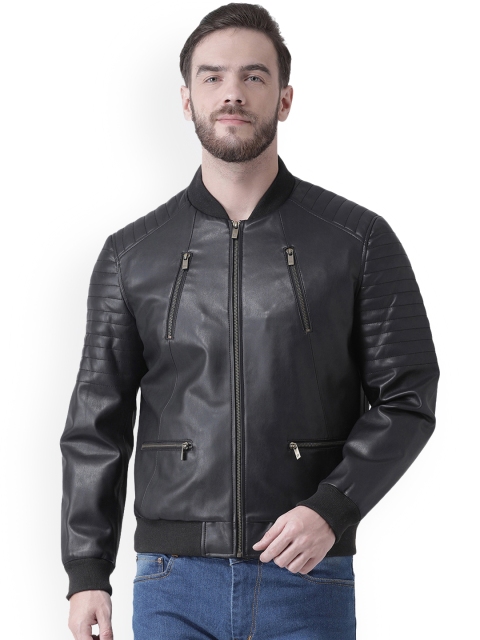 

Justanned Men Black Solid Jacket