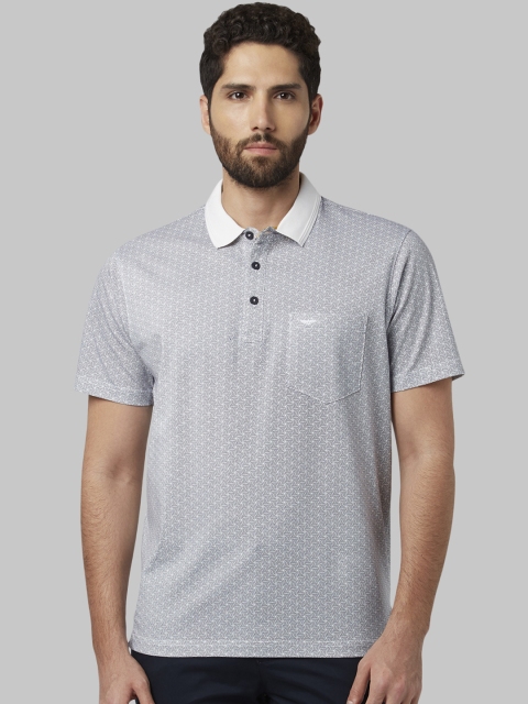 

Park Avenue Men Grey Printed Polo Collar T-shirt