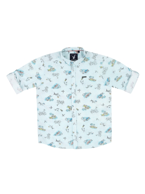 

URBAN SCOTTISH Boys Blue Regular Fit Printed Casual Shirt