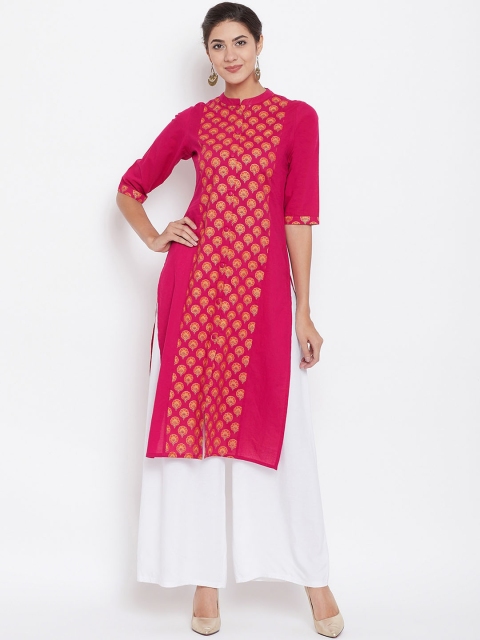 rangeelo rajasthan Women Pink Printed Straight Kurta