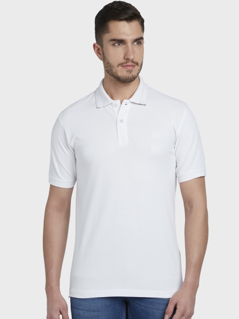 

ColorPlus Men White Solid Polo Collar T-shirt