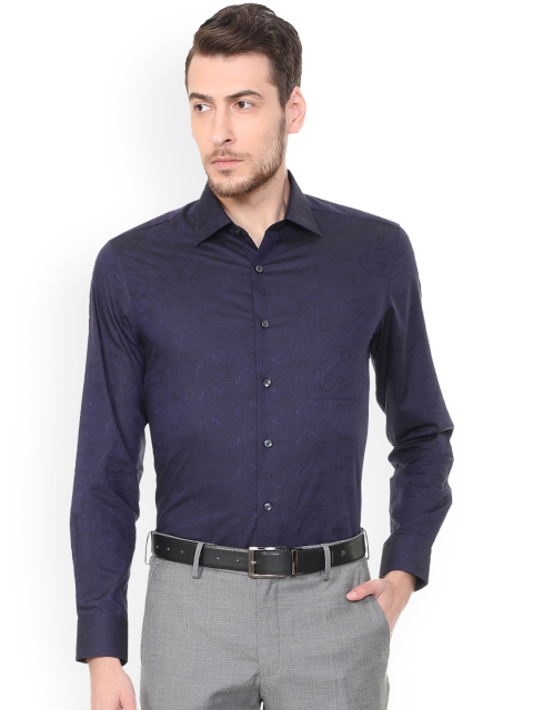 

Louis Philippe Men Navy Blue Regular Fit Printed Formal Shirt