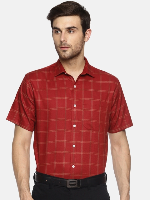 

Balista Men Red & Yellow Regular Fit Checked Formal Shirt
