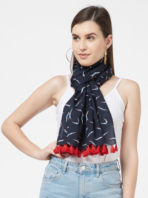 

Vozaf Women Navy Blue & White Printed Stole