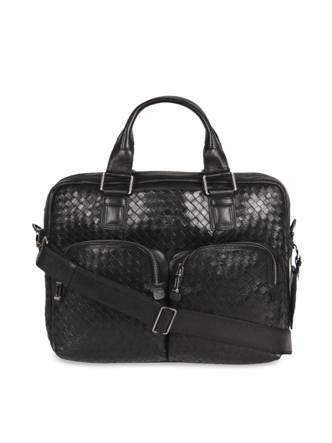 

Da Milano Unisex Black Textured Laptop Bag