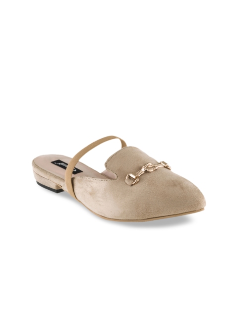 

Sherrif Shoes Women Beige Solid Velvet Mules