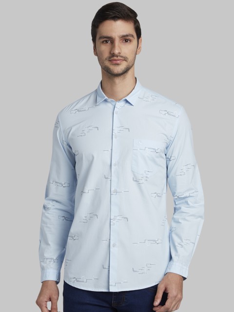 

Parx Men Blue Slim Fit Printed Casual Shirt