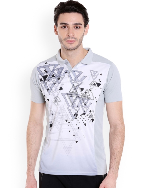 

Campus Sutra Men Grey Printed Polo Collar T-shirt