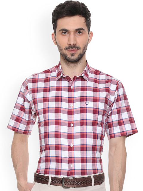 

Allen Solly Men Pink & White Slim Fit Checked Casual Shirt