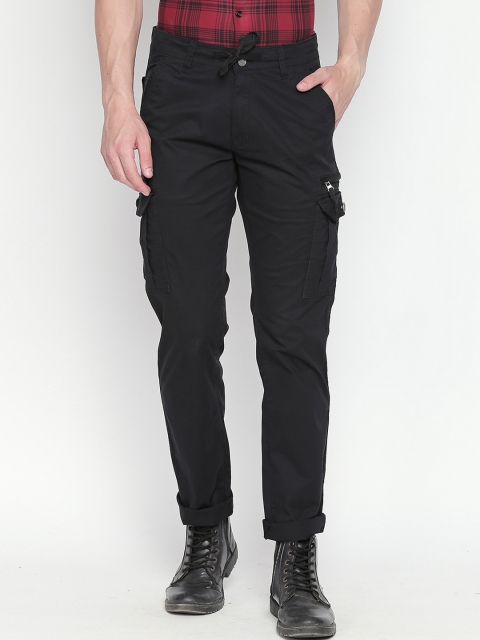 

beevee Men Black Regular Fit Solid Cargos