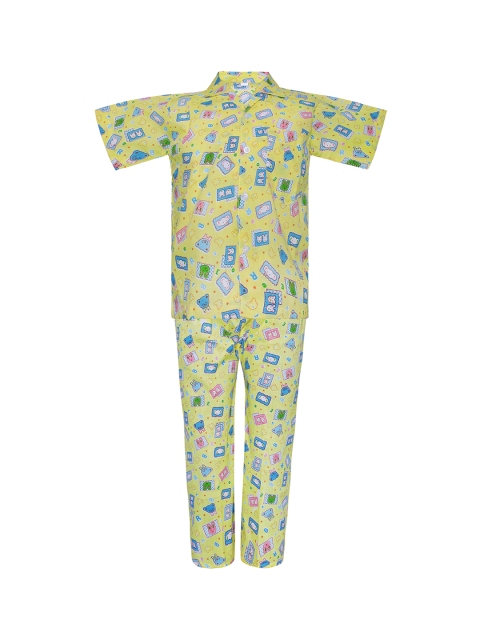 

Punkster Boys Yellow Printed Night suit 6588A