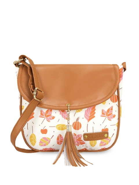 

KLEIO White & Tan Brown Printed Sling Bag