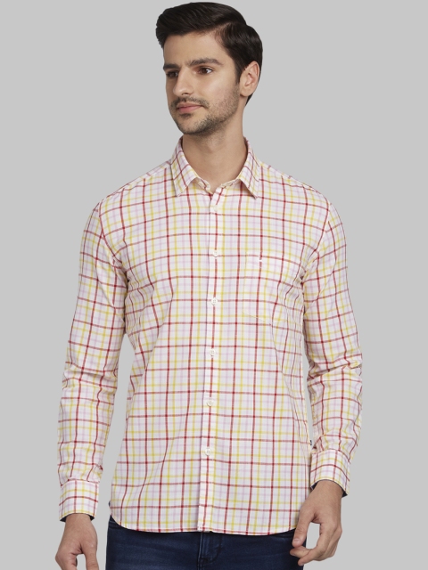 

Parx Men White & Yellow Slim Fit Checked Casual Shirt