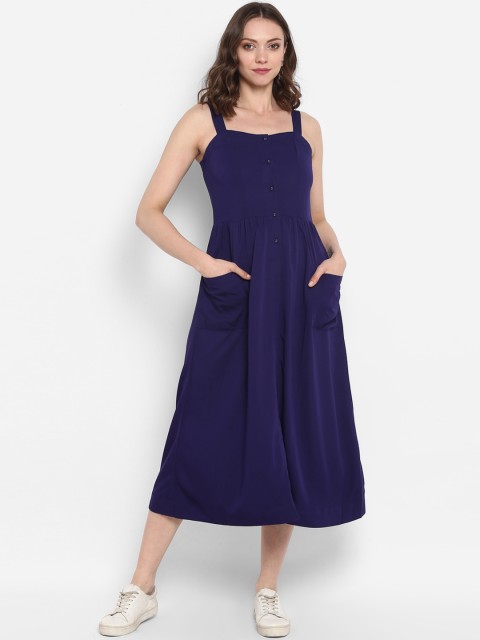

MIAMINX Women Navy Blue Fit and Flare Dress