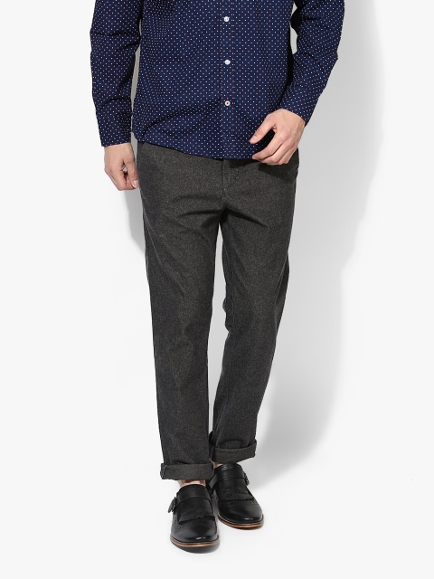

Calvin Klein Jeans Men Charcoal Grey Slim Fit Solid Trousers