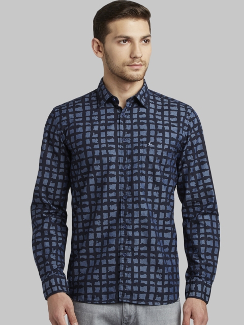 

Parx Men Blue Slim Fit Printed Casual Shirt