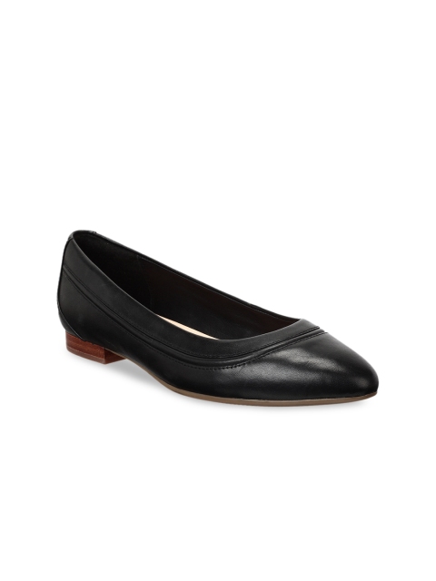 

Clarks Women Black Solid Leather Ballerinas