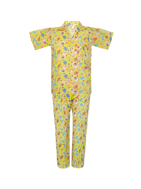 

Punkster Boys Yellow Printed Night suit