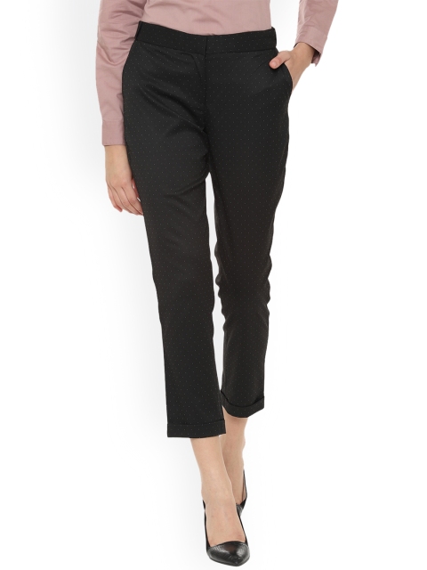 

Van Heusen Woman Black Regular Fit Printed Formal Trousers