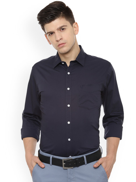 

Allen Solly Men Navy Blue Slim Fit Solid Casual Shirt