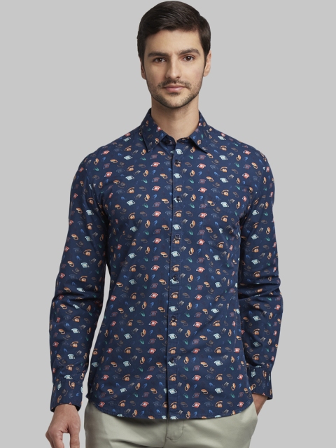 

Parx Men Blue Slim Fit Printed Casual Shirt
