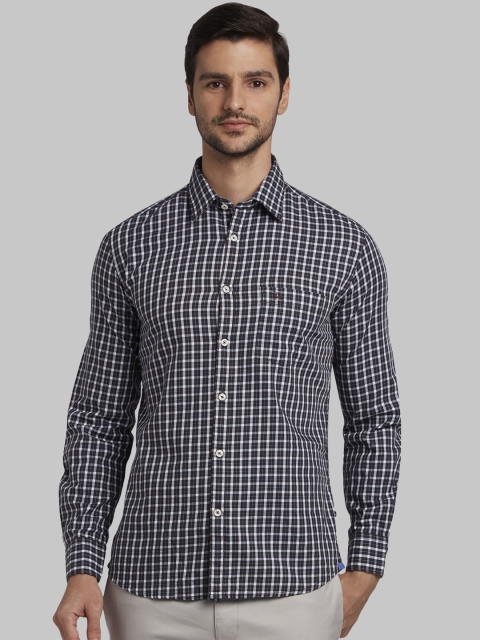 Parx Men Blue Slim Fit Checked Casual Shirt