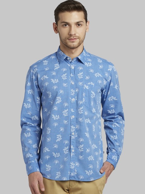 

Parx Men Blue Slim Fit Printed Casual Shirt
