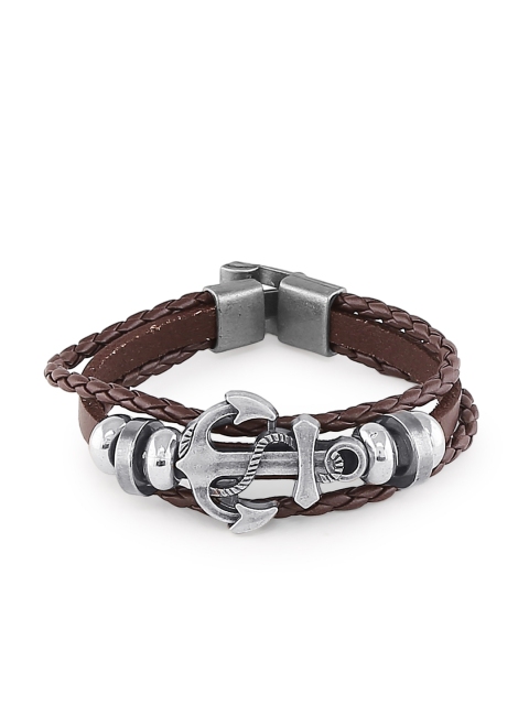 

bodha Men Brown Leather Charm Bracelet