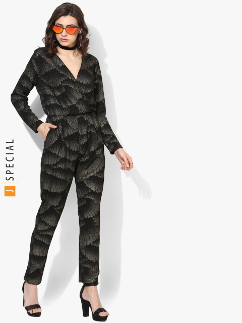

DOROTHY PERKINS Women Black & Gold Self Design Basic Jumpsuit