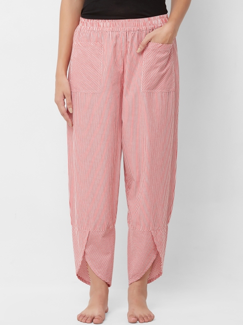 

Mystere Paris Women Red & White Striped Lounge Pants G386G
