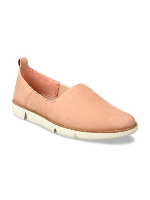 

Clarks Women Pink Solid Slip-On Leather Sneakers